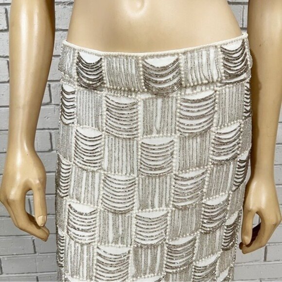 ASOS Edition Plaid Midi Skirt with Bead & Pearl Detailing - Size 14 - Picture 4 of 10